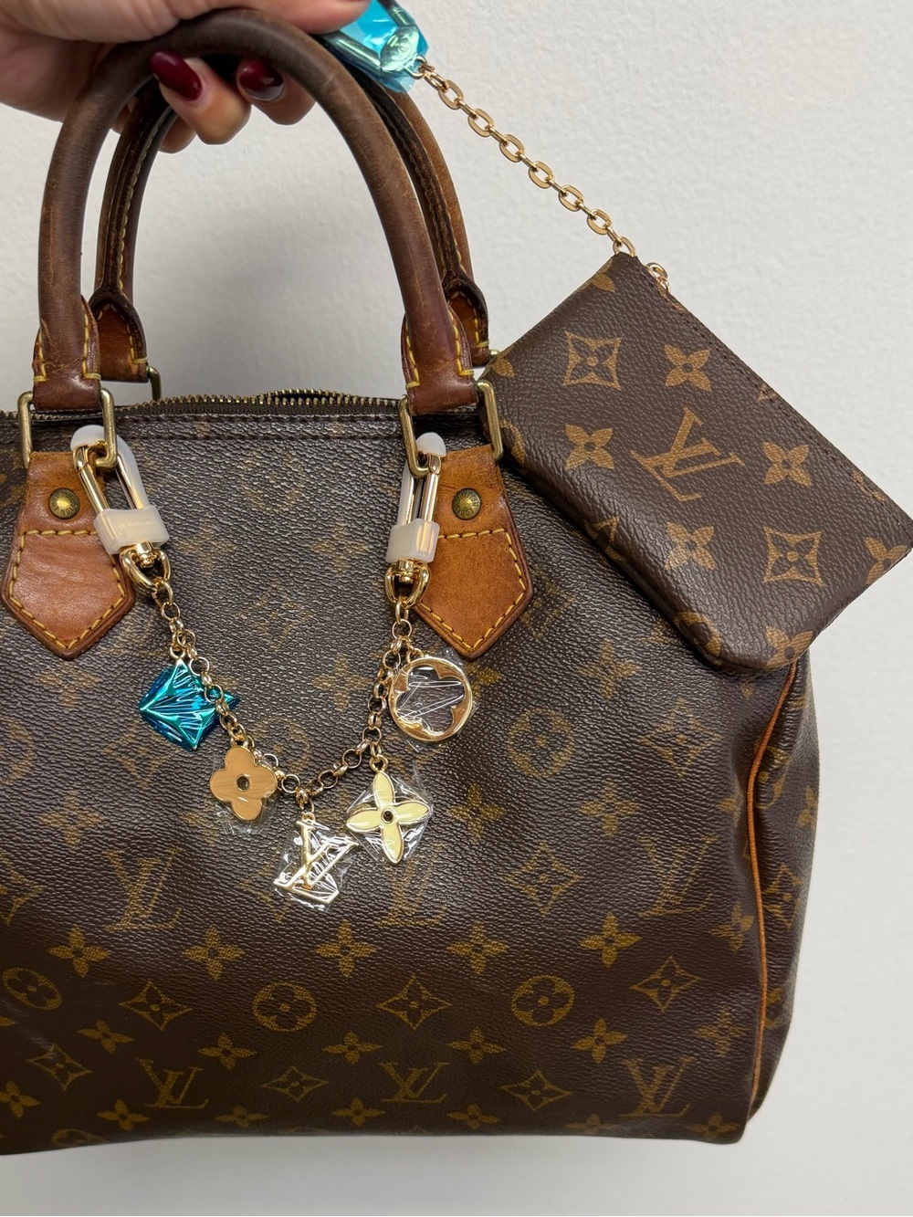 Gold-Tone Bag Charm  with Cream & Gold Accents - Picture 2 of 3
